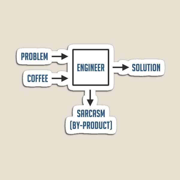Vista previa del artículo con la obra «Subproducto del sarcasmo de ingeniería», diseñado y vendido por TheShirtYurt.