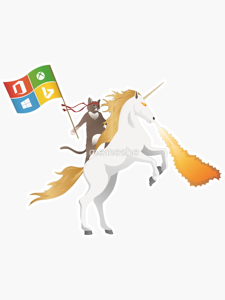 Thumbnail 3 of 3, Sticker, Ninja Cat Unicorn designed and sold by memeshe.