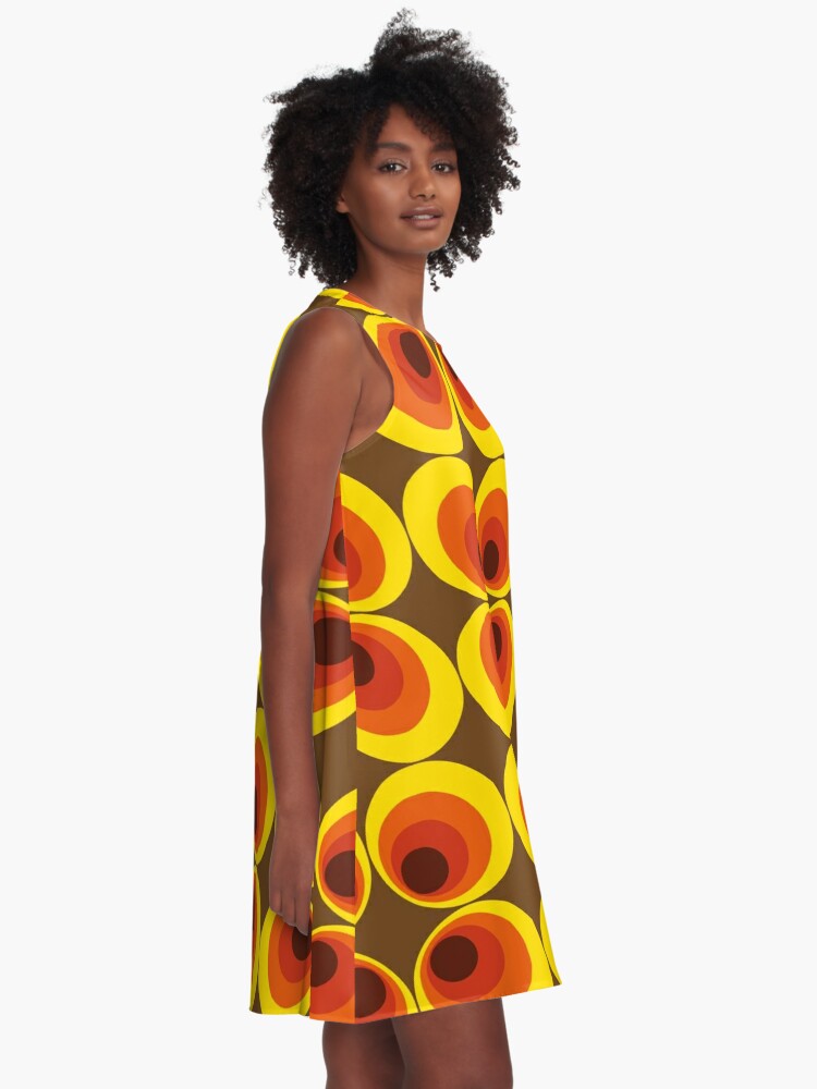 70s, 80s funky vintage circle pattern A-Line Dress by