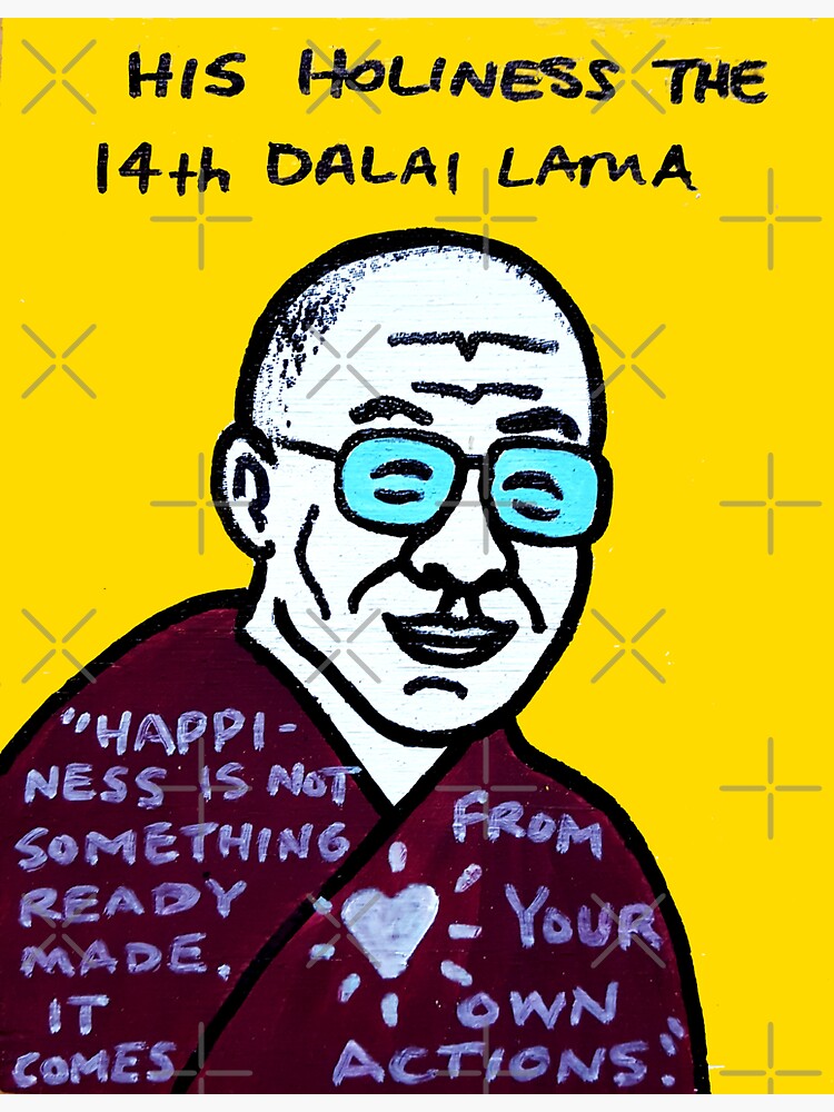 Dalai Lama Pop Folk Art by krusefolkart