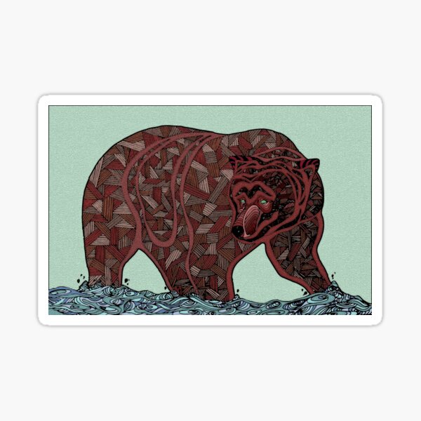 "Shreddy The Grizzly" Sticker by njhallart | Redbubble