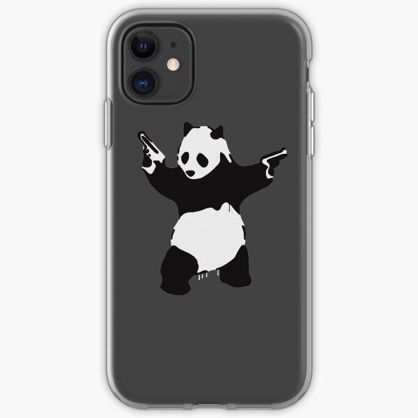 Banksy Pandamonium Armed Panda Artwork, Pandemonium Street Art, Design For Posters, Prints, Tshirts, Men, Women iPhone Soft Case