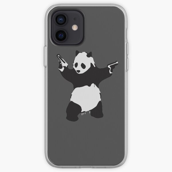 Oeuvre de panda armé de Banksy Pandamonium, Pandemonium Street Art, Design pour affiches, Impressions, T-shirts, Hommes, Femmes Coque souple iPhone