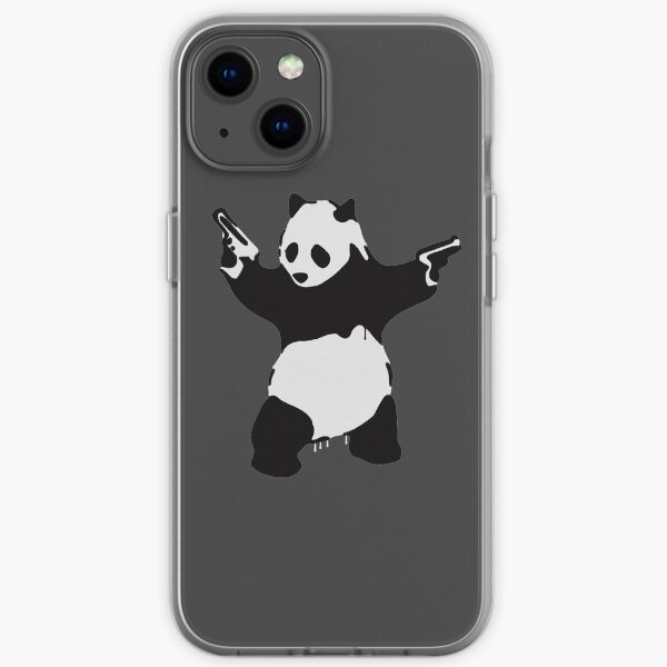 Banksy Pandamonium Armed Panda Artwork, Pandemonium Street Art, Design For Posters, Prints, Tshirts, Men, Women iPhone Soft Case