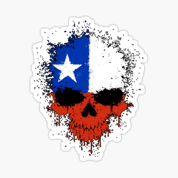Chaotic Chilean Flag Splatter Skull Sticker for Sale by jeff bartels