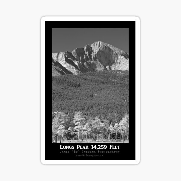 Longs Peak 14259 Ft Black And White Poster Sticker By Mrbo Redbubble