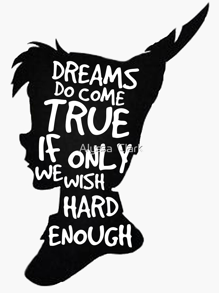Thumbnail 3 of 3, Sticker, Dreams Peter Pan Quote Silhouette designed and sold by quotableanchor.