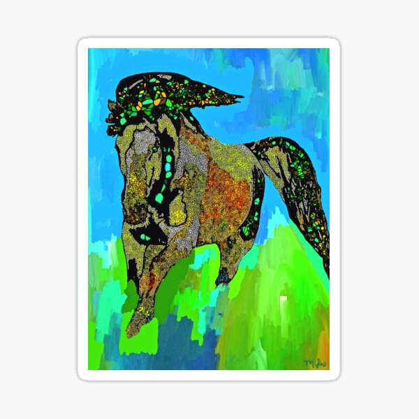Horse Wild and Pretty Mosaic Abstract Sticker
