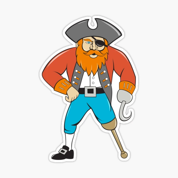 Pirate With Peg Leg, Hook, Eye Patch, Sword, & Treasure Chest  Essential T- Shirt for Sale by CreativeCranium