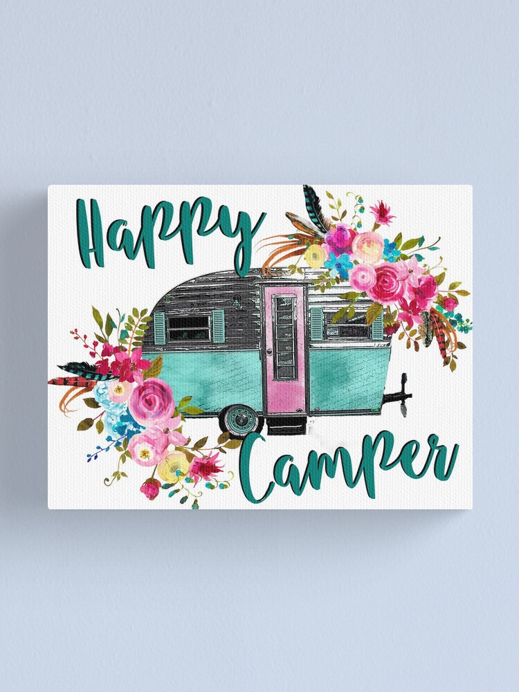 Happy Camper - Vintage RV / Camping Trailer - Gifts for Camping Lovers |  Art Print