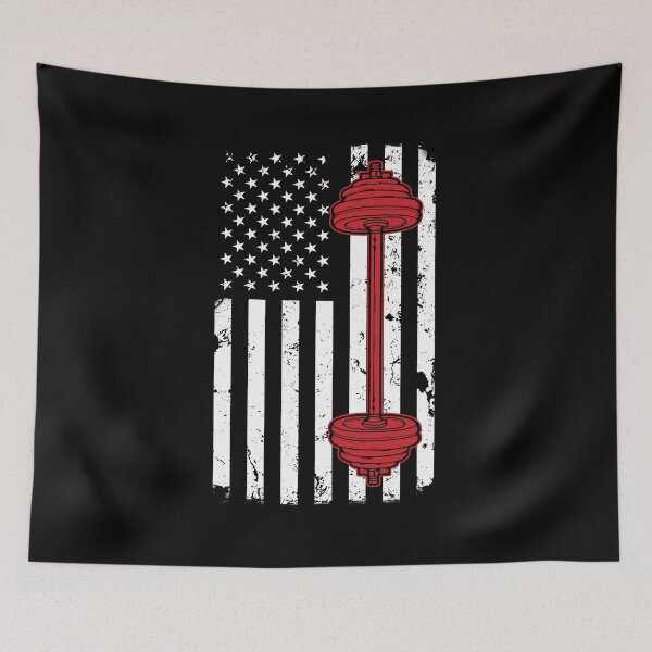 Item preview, Thin Red Line Barbell Firefighter Fitness Distressed Flag Vertical designed and sold by LarkDesigns.