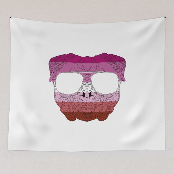Item preview, Pug Dog Face Gay Pride Lesbian Rainbow Flag with Sunglasses designed and sold by phoxydesign.