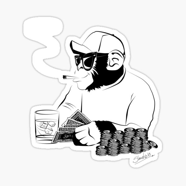 Chimp poker Sticker