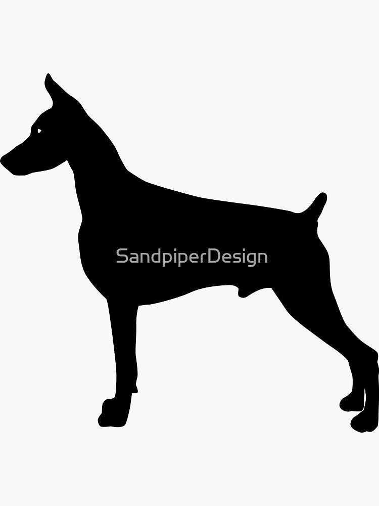 Download "Doberman Pinscher Dog Silhouette" Sticker by ...