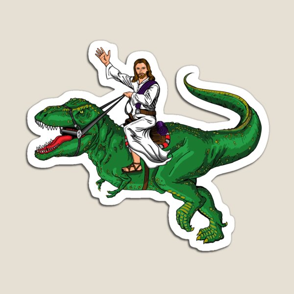 Jesus Riding a Dinosaur Magnet