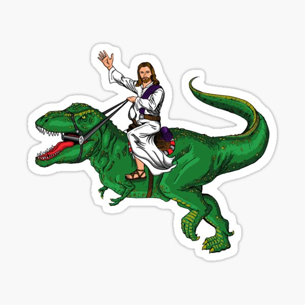 Jésus chevauchant un dinosaure Sticker