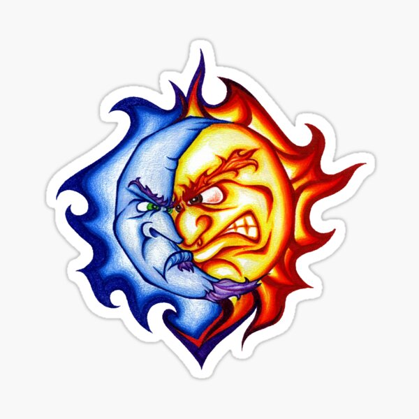 Batterhead Down Sun/Moon Tattoo Sticker