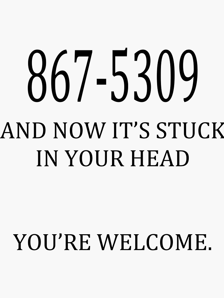 "8675309 Jenny's Number " Sticker for Sale by BuyMyTees Redbubble