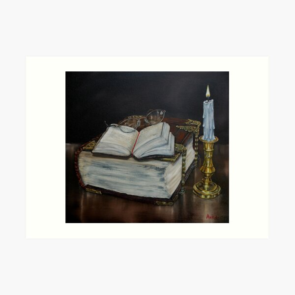 "Old Family Bible and Psalm Book" - Oil Painting Art Print