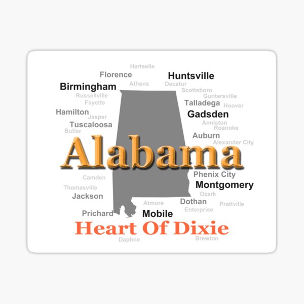 Alabama State Pride Map Silhouette Sticker