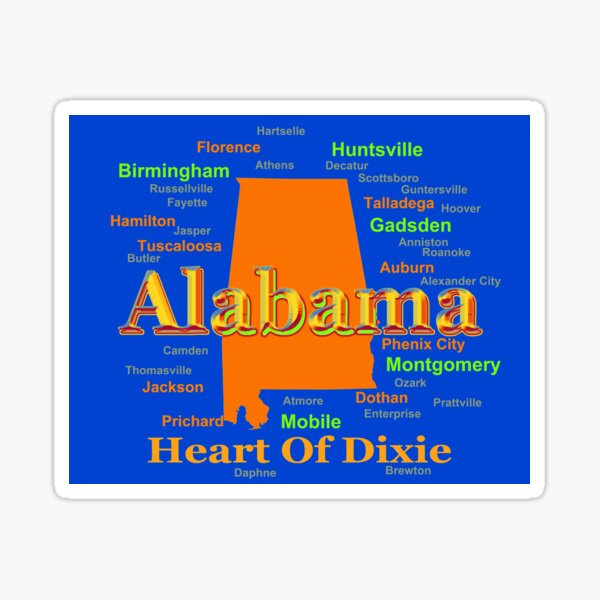 Colorful Alabama State Pride Map Sticker