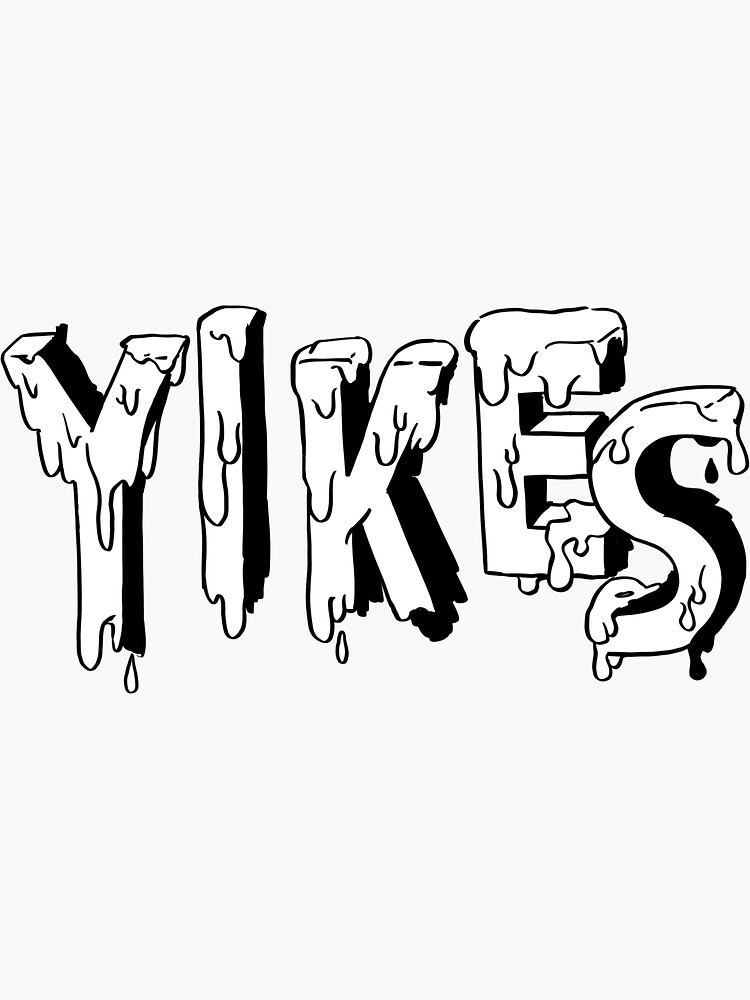 "Yikes Yikes! Black and White Street Style Sticker" Sticker by