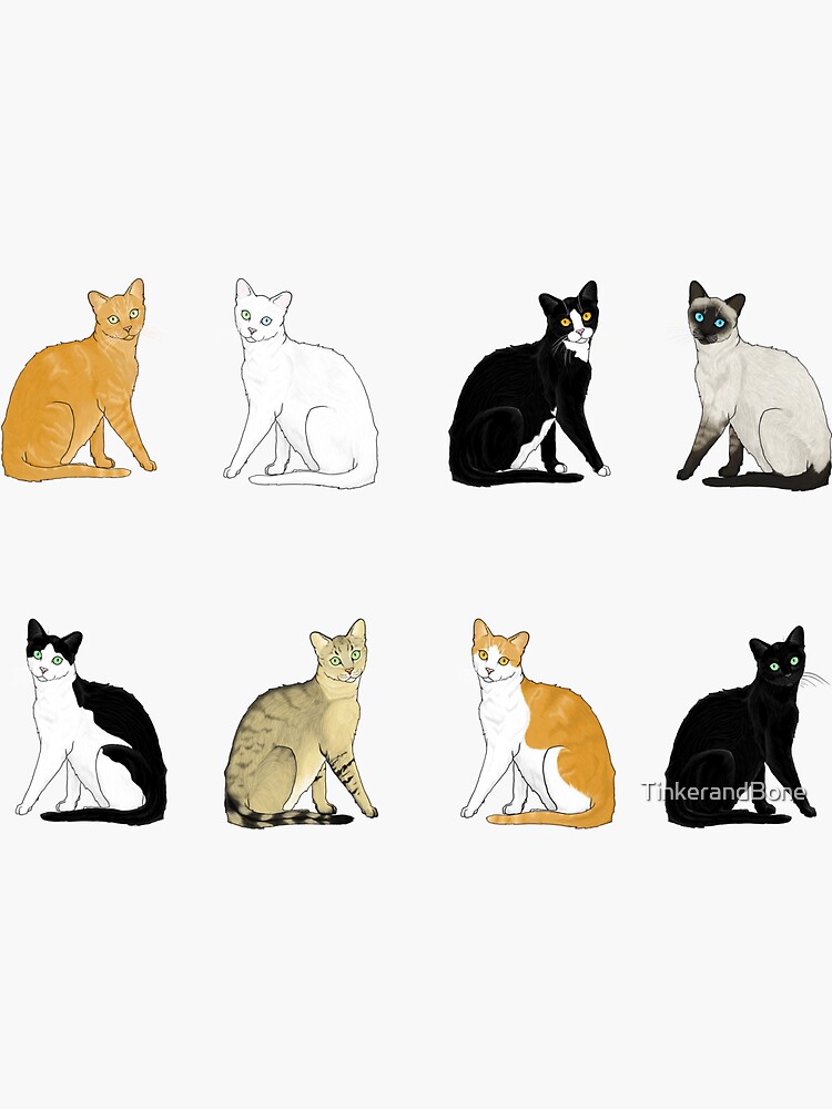 3 Cat Stickers Cat Color Stickers Cat Loaf Cat Breed 