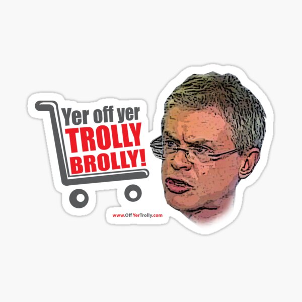 Brolly Off His Trolly Sticker