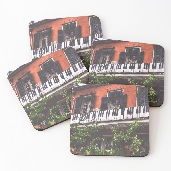 Item preview, New Orleans French Quarter Black and White Piano Nola Music Home with Green Botanical Garden and Red Iconic Architecture in Southern Louisiana designed and sold by StudioBlack.