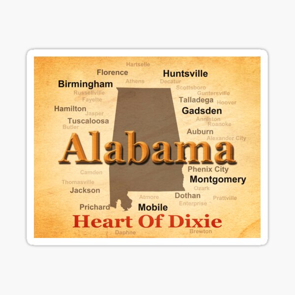 Aged Alabama State Pride Map Silhouette Sticker