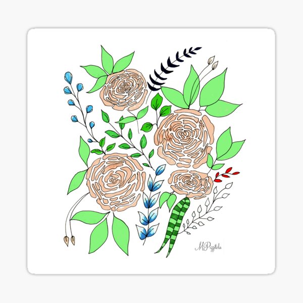 Coral + Mint // Floral Pattern Sticker