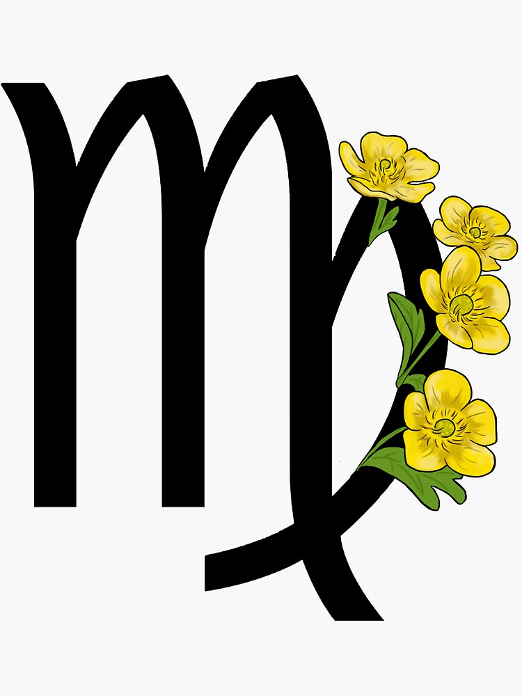 "Virgo Zodiac Flower Sticker" Sticker for Sale by mmarieb Redbubble