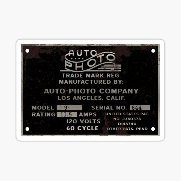 Photobooth Serial Plate Sticker