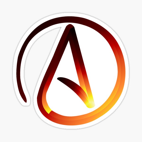 Red Hot Atheist Symbol Sticker