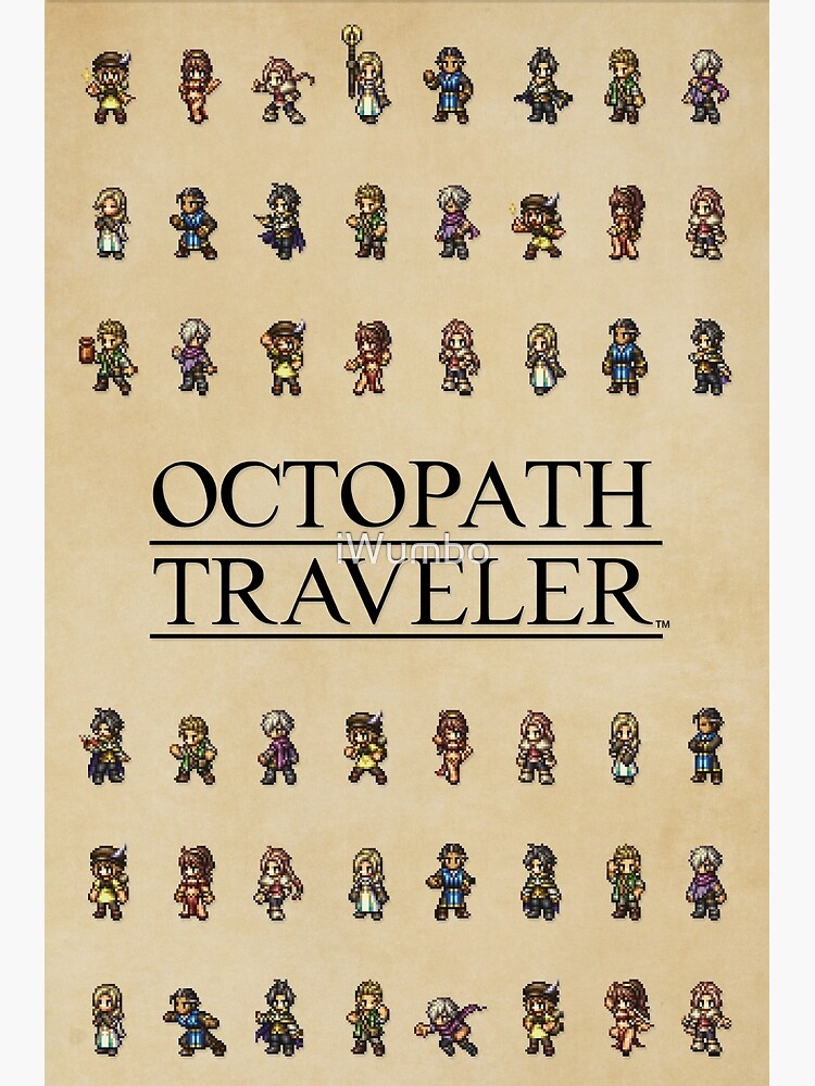 Octopath Traveler Sprites On Parchment Premium Matte Vertical Poster