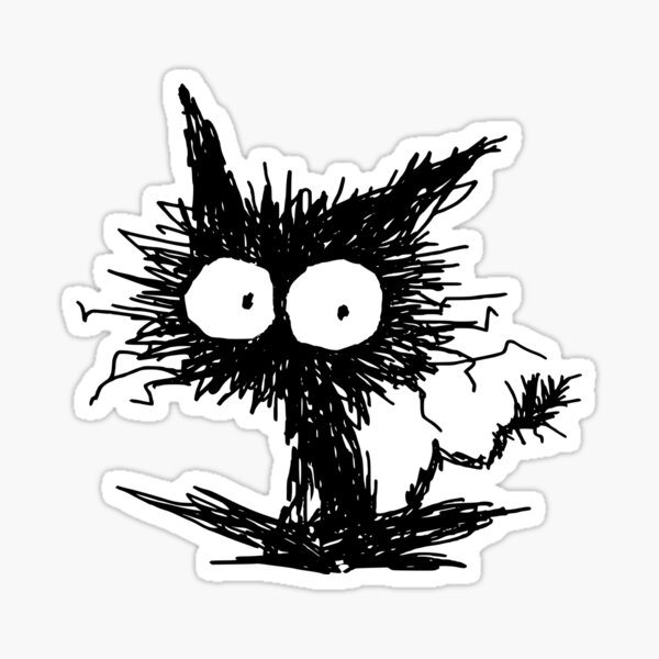 Black Unkempt Kitten GabiGabi Sticker