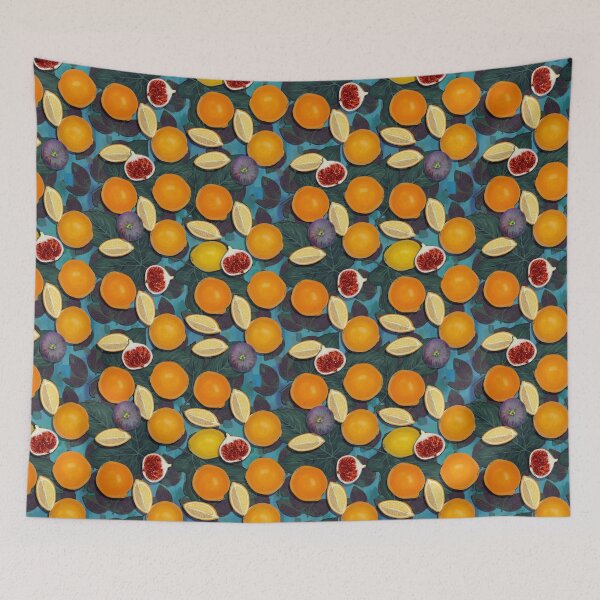 Item preview, Bold Orange and Figs on Phthalo // Retro Fruit Obsession designed and sold by KimMarshall.