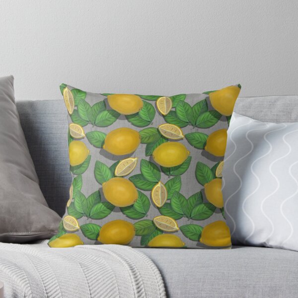 Item preview, Lemons on Grey Weave//Retro Fruit Obsession//Kim Marshall designed and sold by KimMarshall.