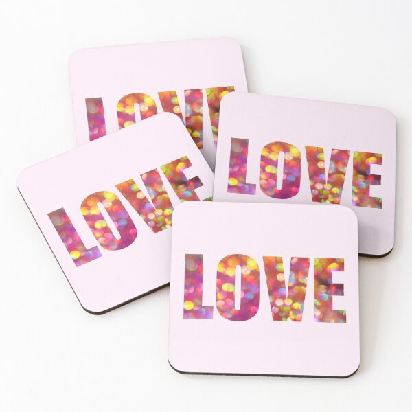 Item preview, LOVE text with Orange Pink Bokeh Background designed and sold by MyArt23.