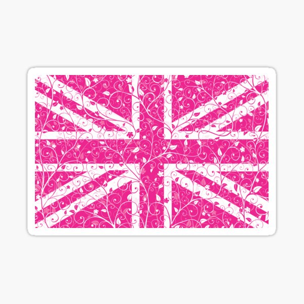 "Pink Floral Union Jack flag" Sticker for Sale by jamieleeart Redbubble