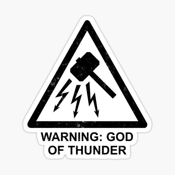 Warning: God of Thunder Sticker