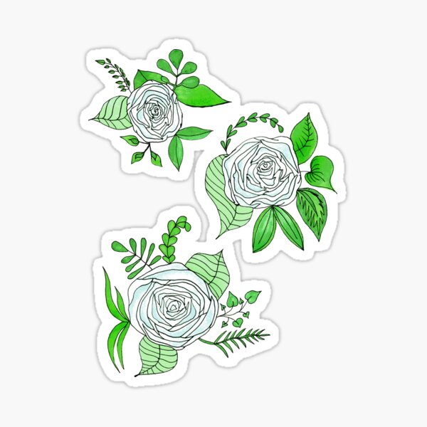 Sky + Lime // Floral Print Sticker