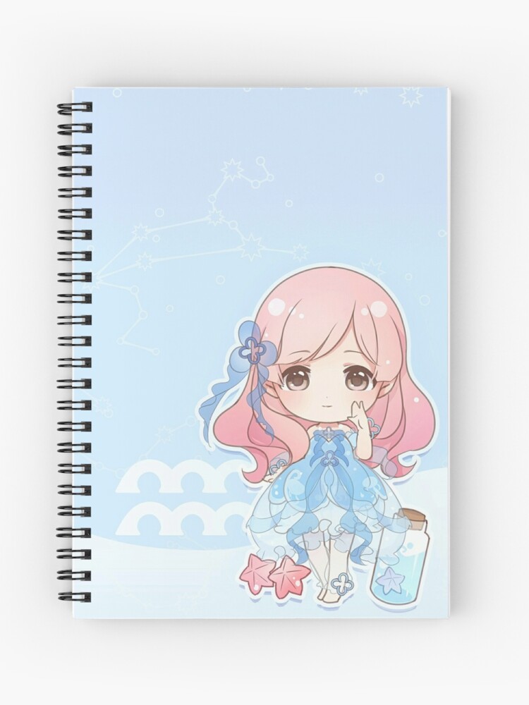 Aquarius Anime Star Sign Spiral Notebook By Ellenaia Redbubble