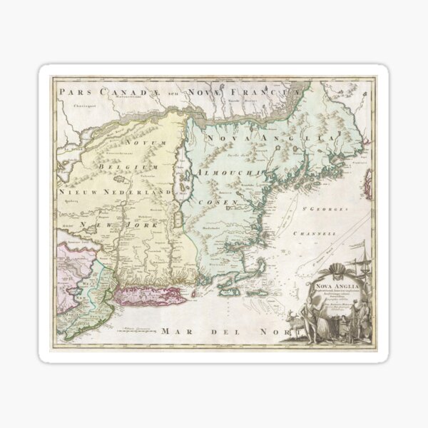 Item preview, Vintage Map of New England (1716) designed and sold by BravuraMedia.