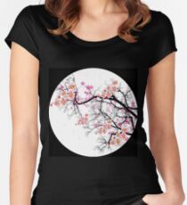 cherry blossom by mysticladyart clock edit Women's Fitted Scoop T-Shirt