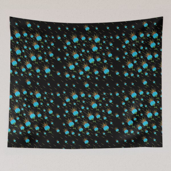 Item preview, Seeding Blue Flowers. Cute blue flowers bursting with life-giving seeds. A floral design set on a dark background.  designed and sold by innerspectrum.