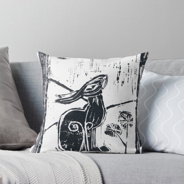 Item preview, moongazing linocut hare designed and sold by Hawthornshalt43.