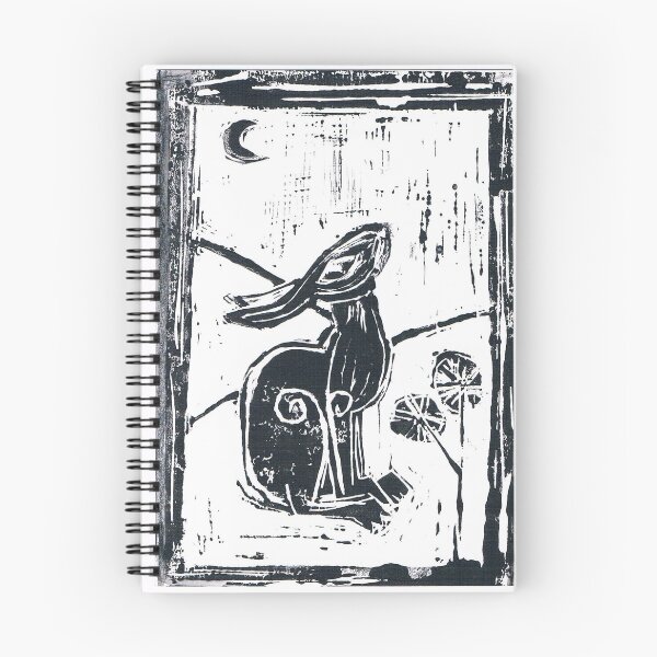 Item preview, moongazing linocut hare designed and sold by Hawthornshalt43.