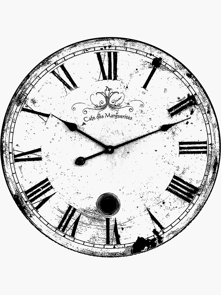 "Antique and Vintage Clock Digital Engraving Image" Sticker for Sale by