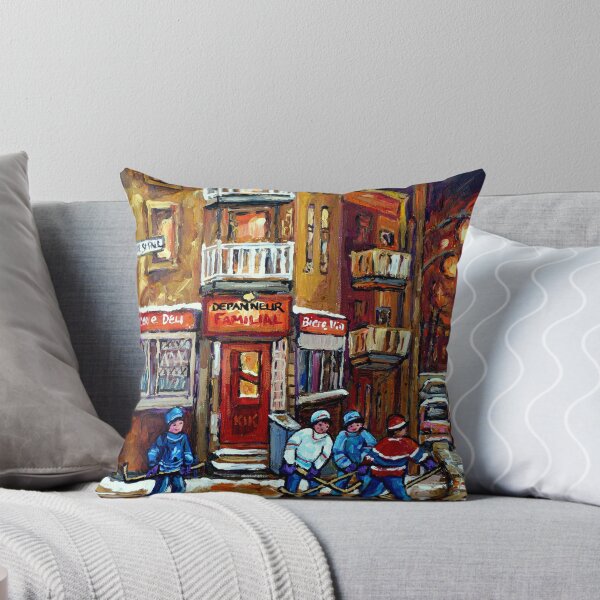 Item preview, MONTREAL NIGHT SCENES IN WINTER WITH HOCKEY NEAR DEPANNEUR BEST CANADIAN ART designed and sold by Carole  Spandau.